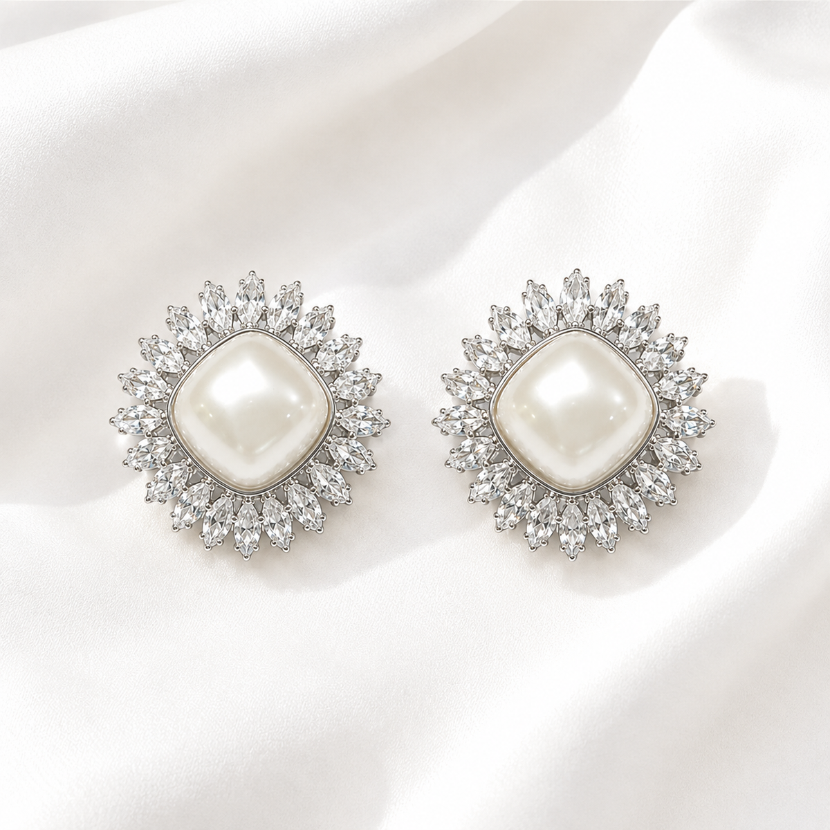 Radiant Pearl Halo Studs
