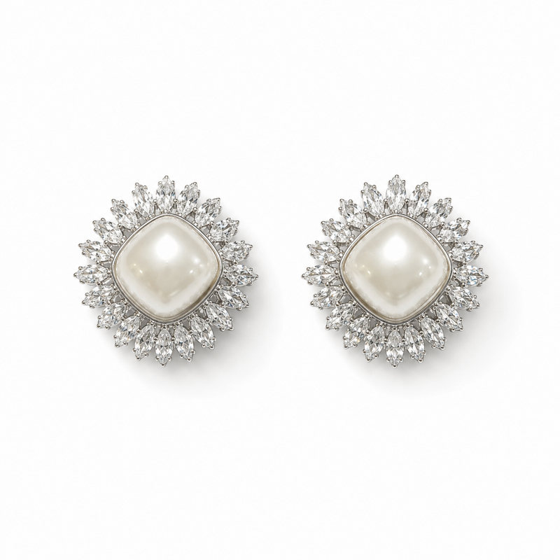 Radiant Pearl Halo Studs