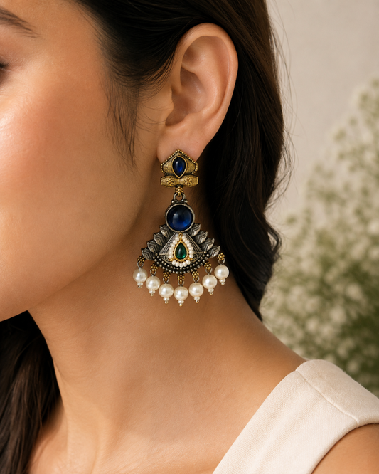 Vintage Pearl Drop Statement Earrings