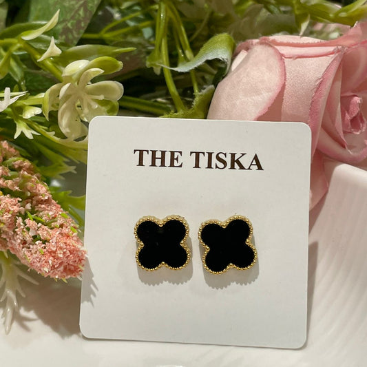 Black Clover Gold Stud Earrings