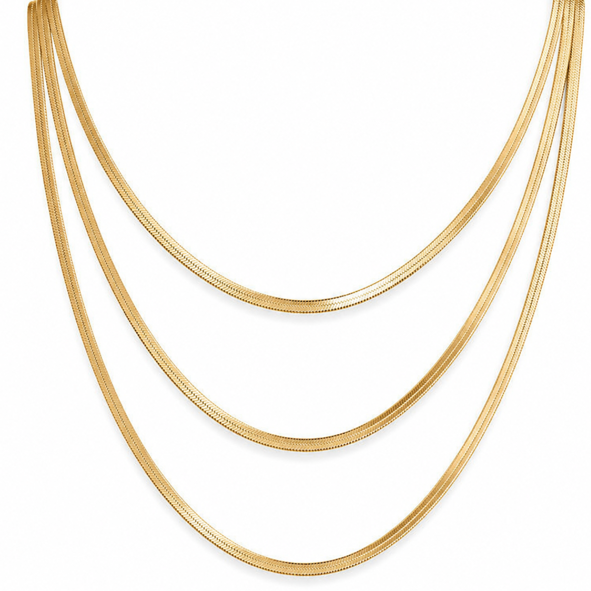 Triple Snake Chain Layered Necklace – Gold Finish | Anti-Tarnish