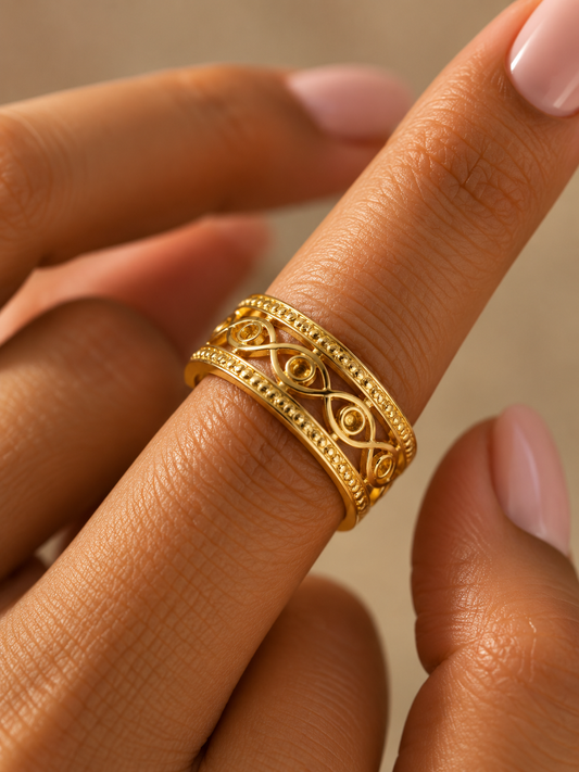 Vintage Filigree Cuff Ring (Anti Tarnish)