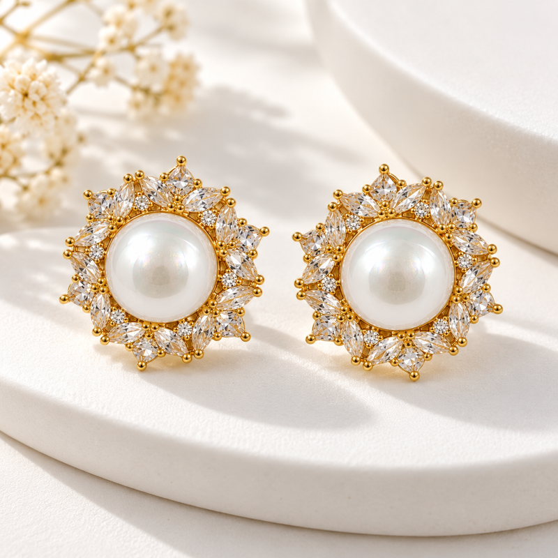Ivory Bloom Swarovski Studs