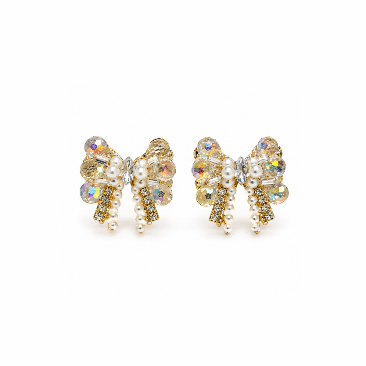 Luxe Celeste Crystal Bow Earrings