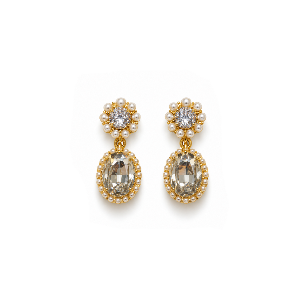 Elara Pearl Crystal Drop Earrings