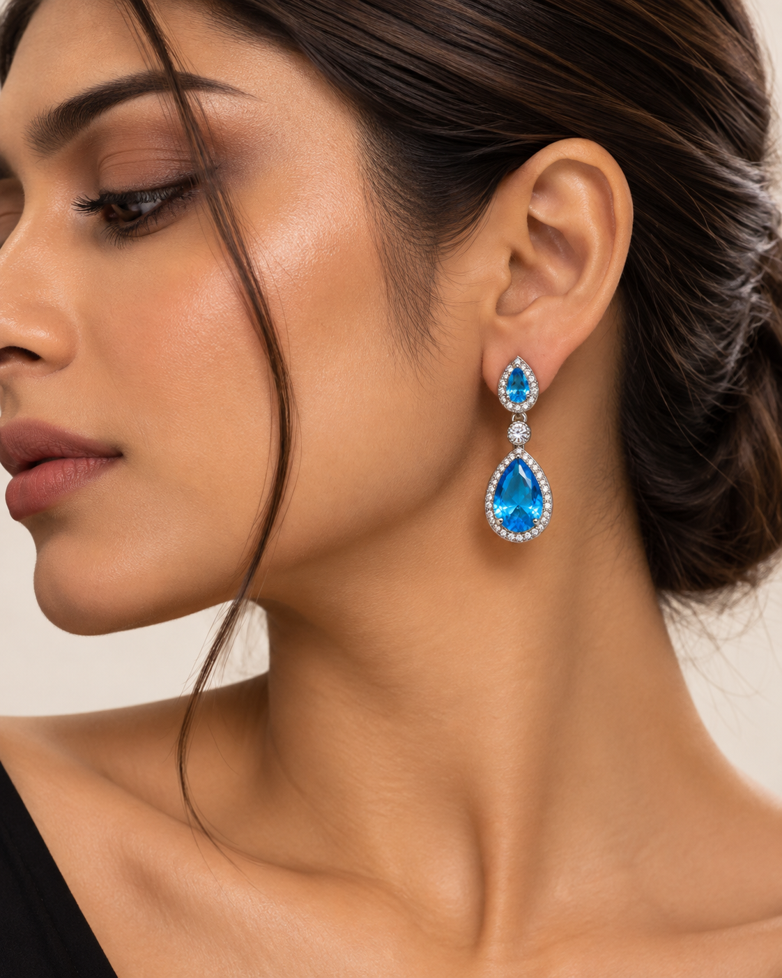 Azure Teardrop Crystal Earrings