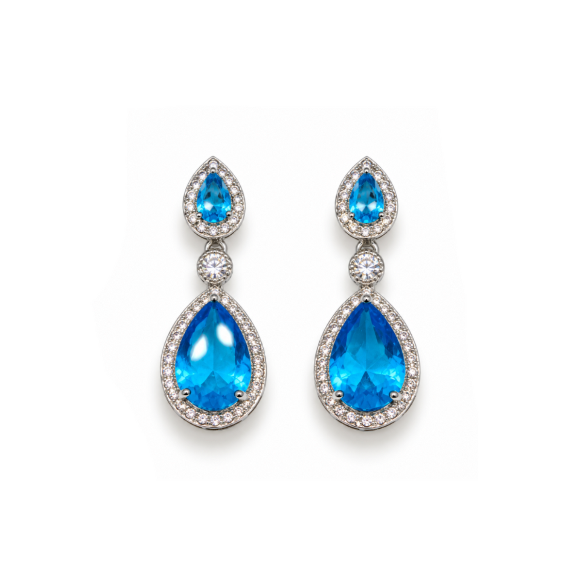 Azure Teardrop Crystal Earrings