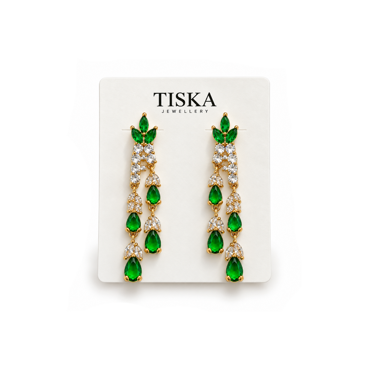 Premium Emerald Cascade Earrings