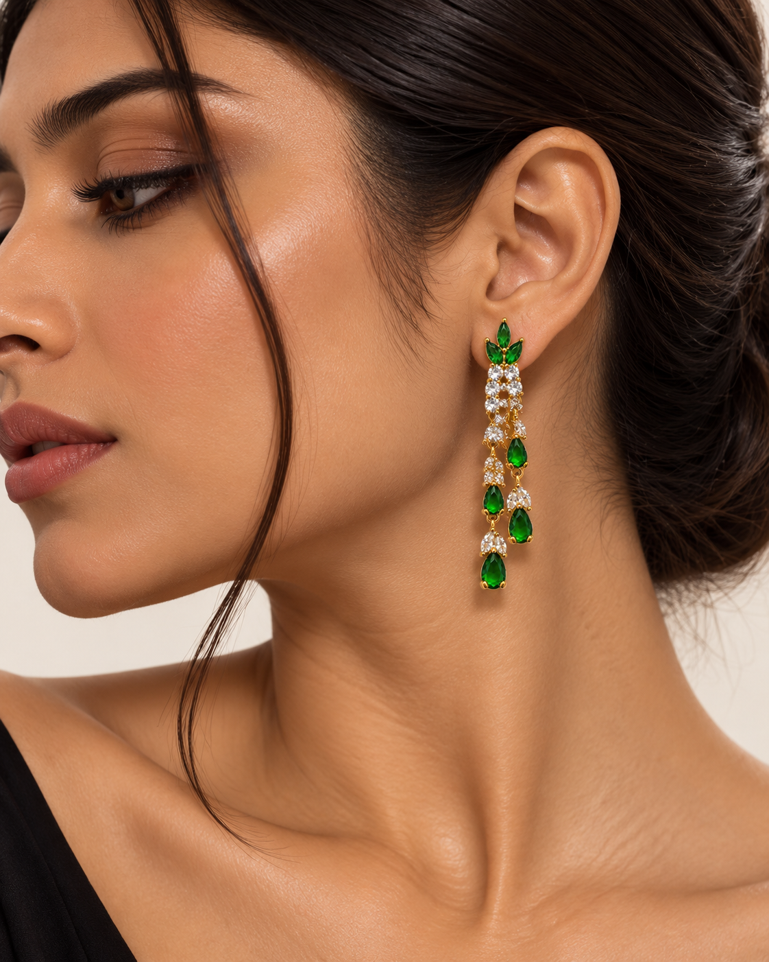 Premium Emerald Cascade Earrings