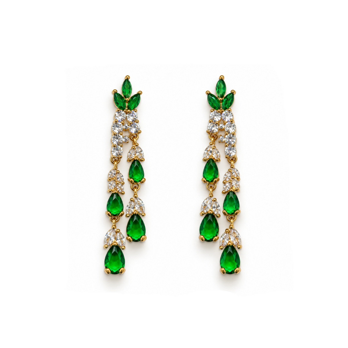 Premium Emerald Cascade Earrings
