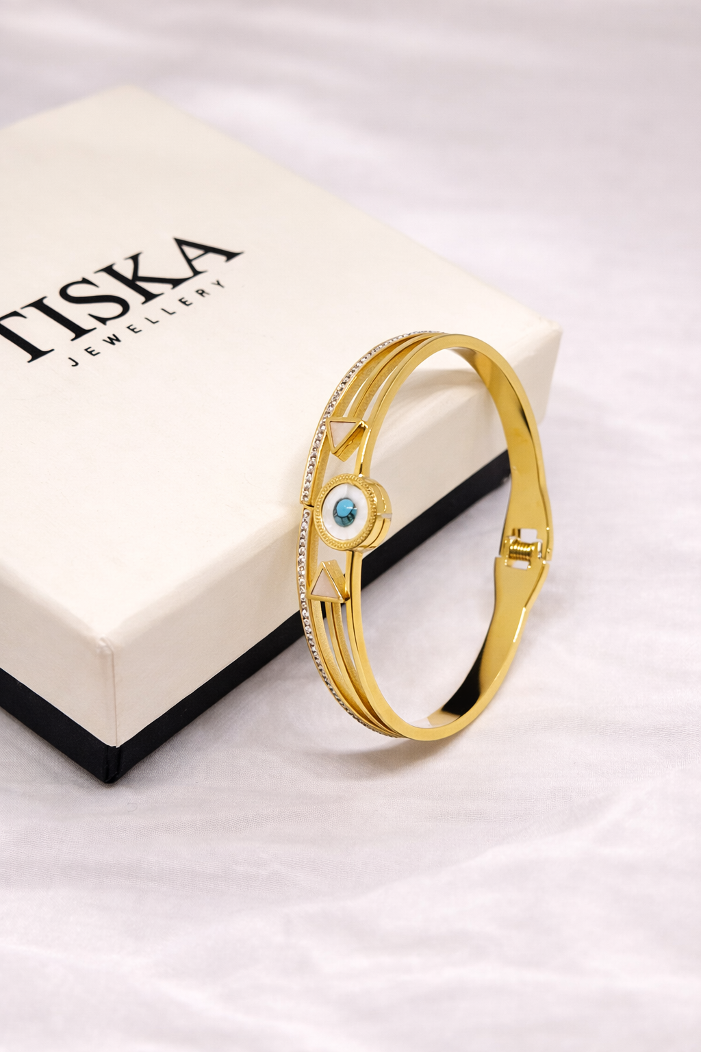 Evil Eye Luxe Gold Cuff Bracelet (Anti Tarnish)