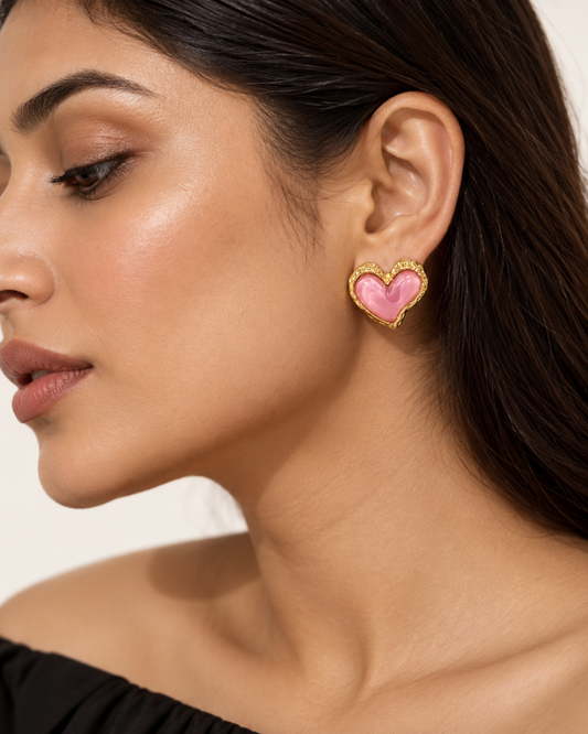 Blush Heart Statement Stud Earrings