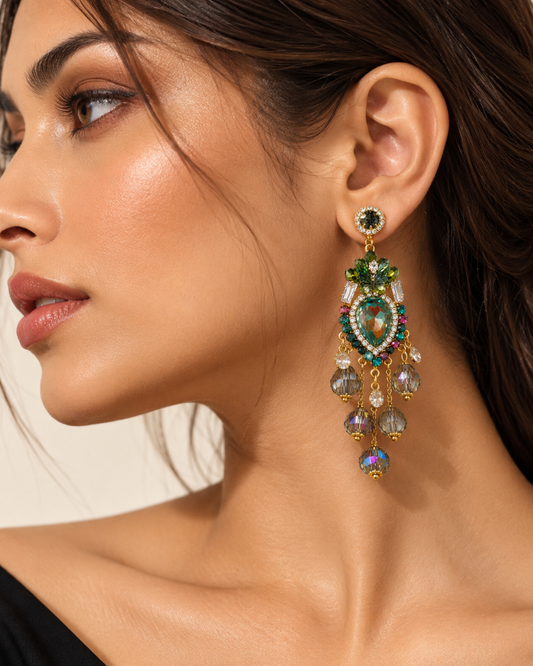 Emerald Royale Crystal Chandelier Earrings