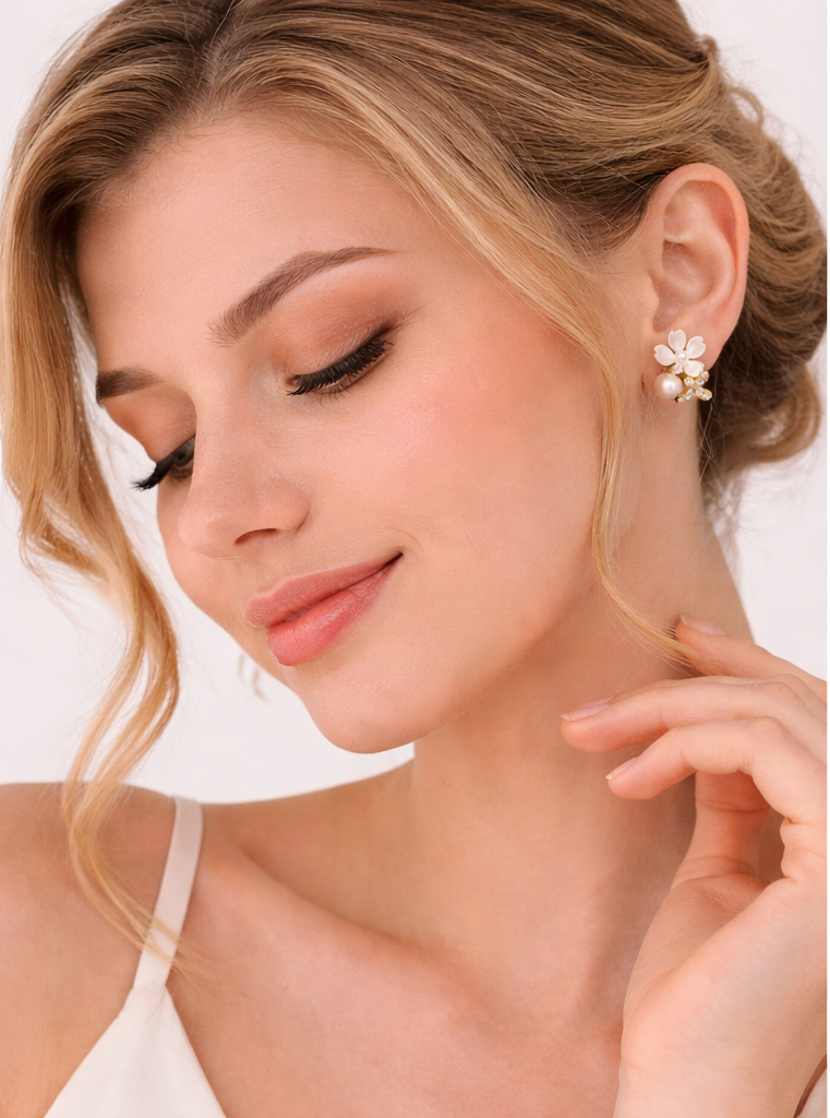 Pearl Bloom Floral Studs