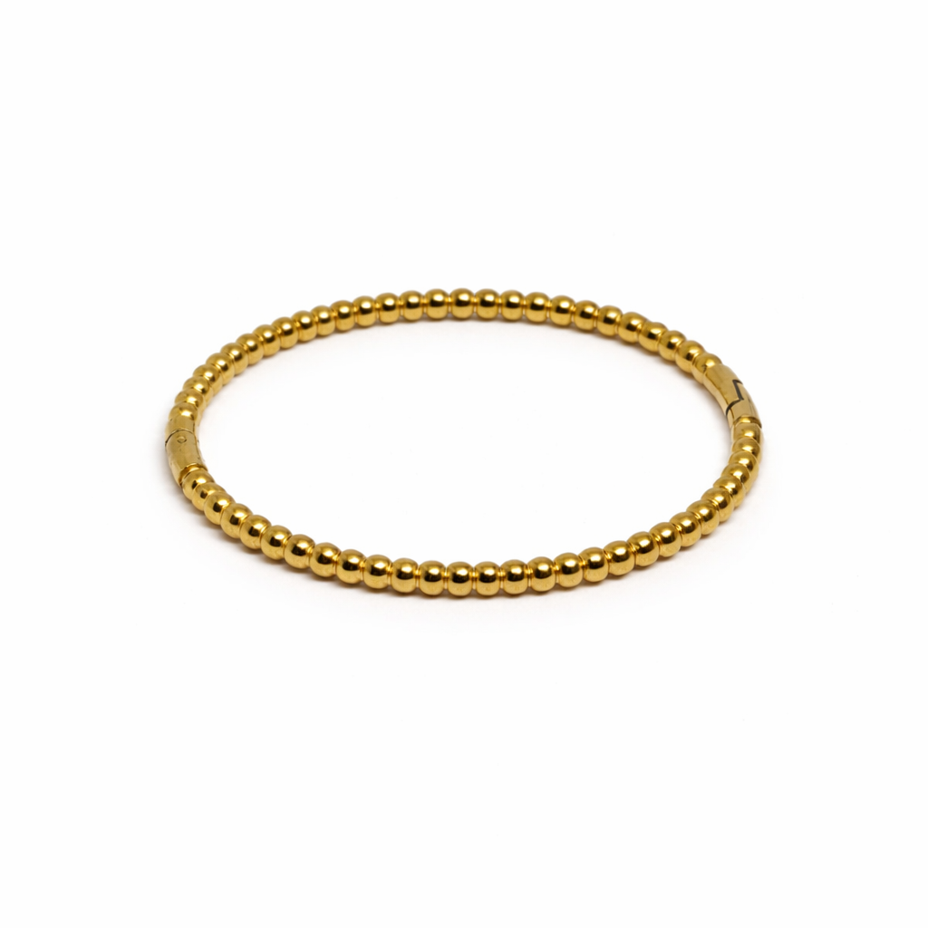 Golden Beaded Luxe Cuff Bracelet (Anti Tarnish)