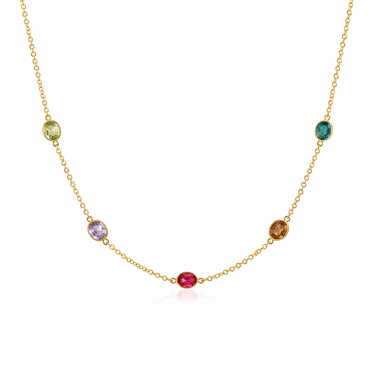 Aurora Prism Station Necklace | 18K gold-plated finish