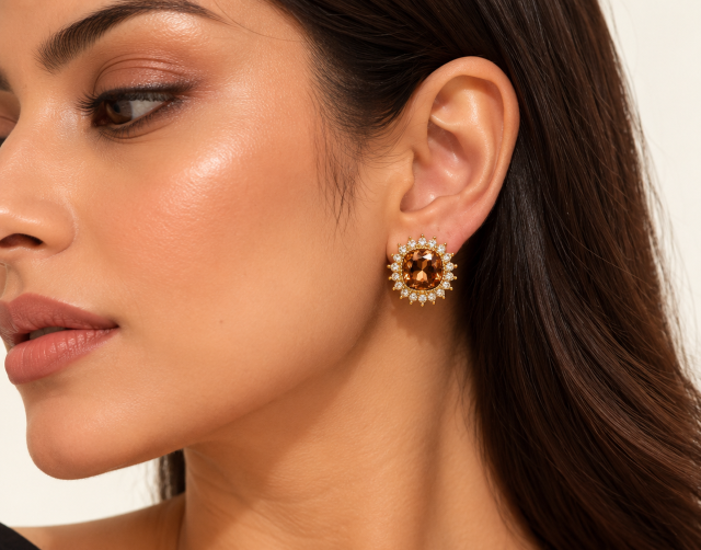 Amber Royale Crystal Stud Earrings