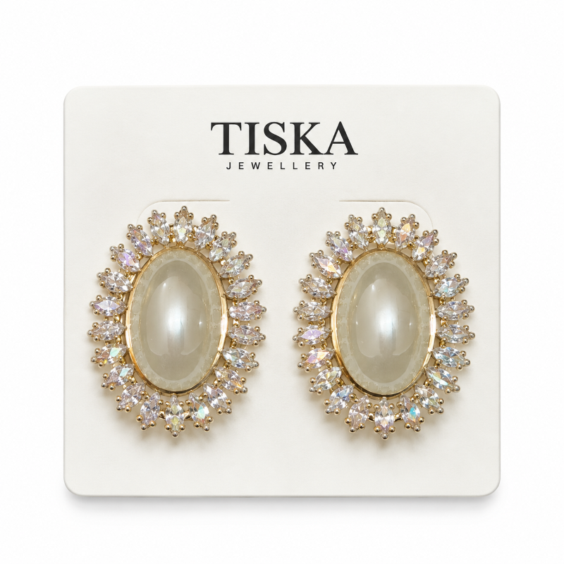 Celeste Pearl Halo Stud Earrings