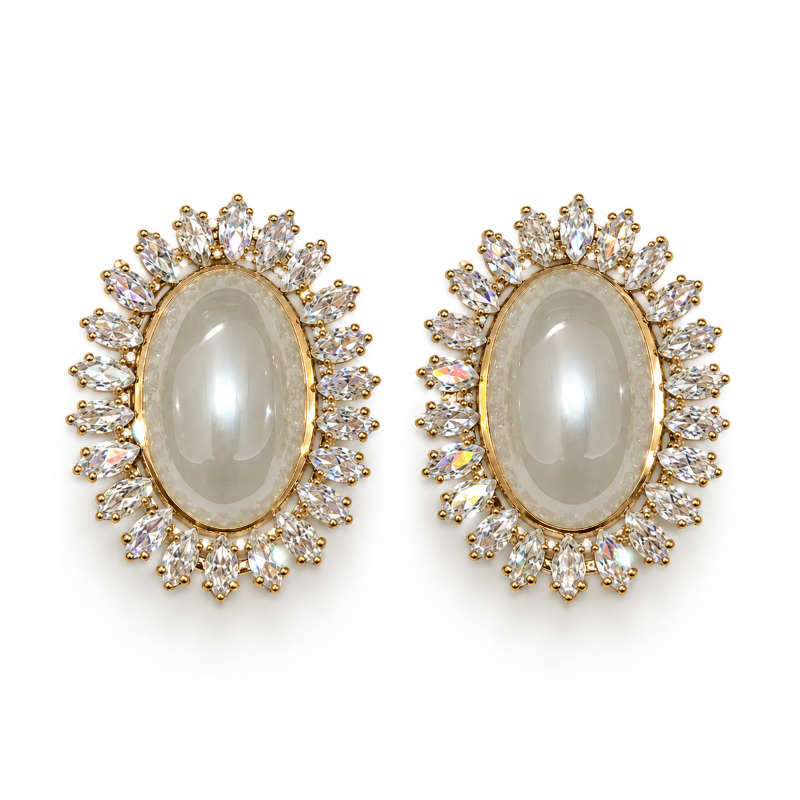 Celeste Pearl Halo Stud Earrings