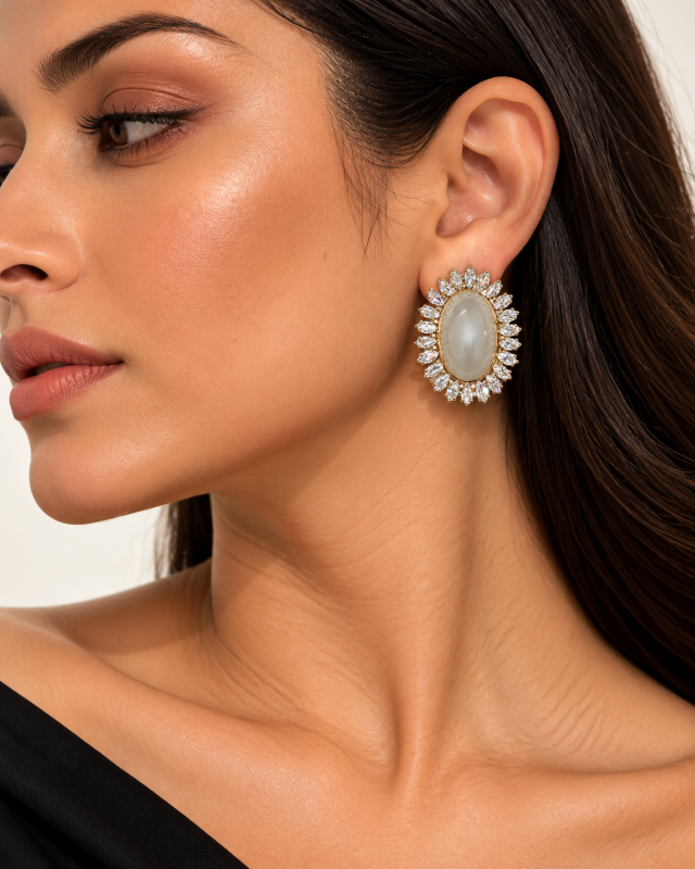 Celeste Pearl Halo Stud Earrings