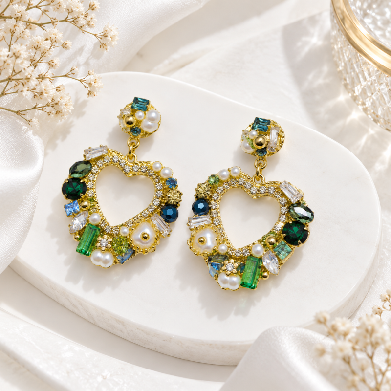 Amora Crystal Heart Earrings