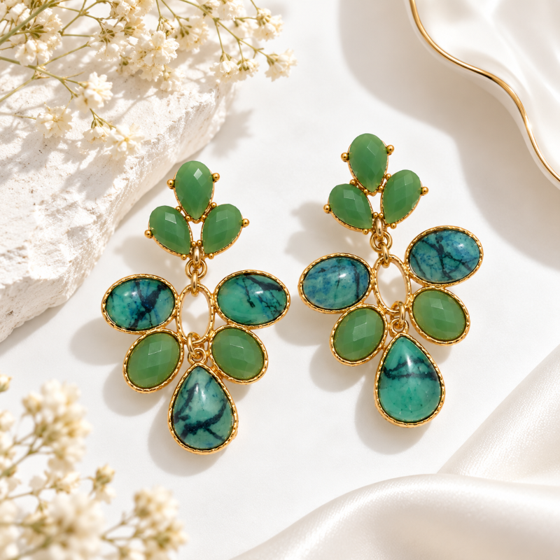 Emerald Bloom Statement Earrings