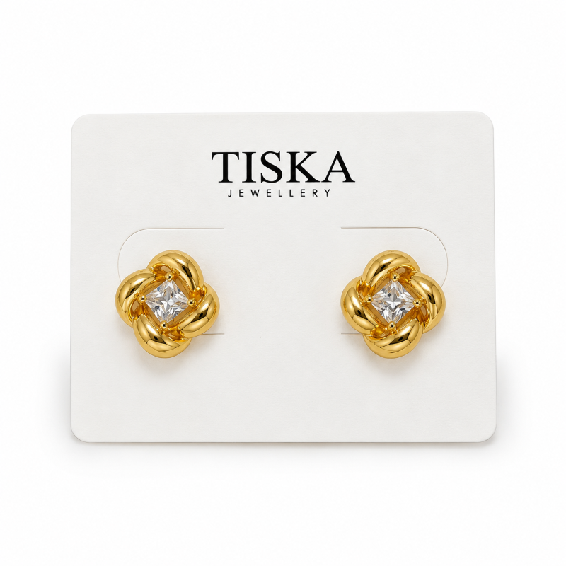 Elara Crystal Knot Stud Earrings