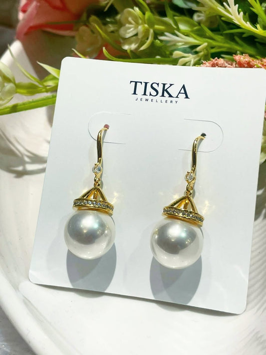 18K Gold Royal Pearl Drop Earrings
