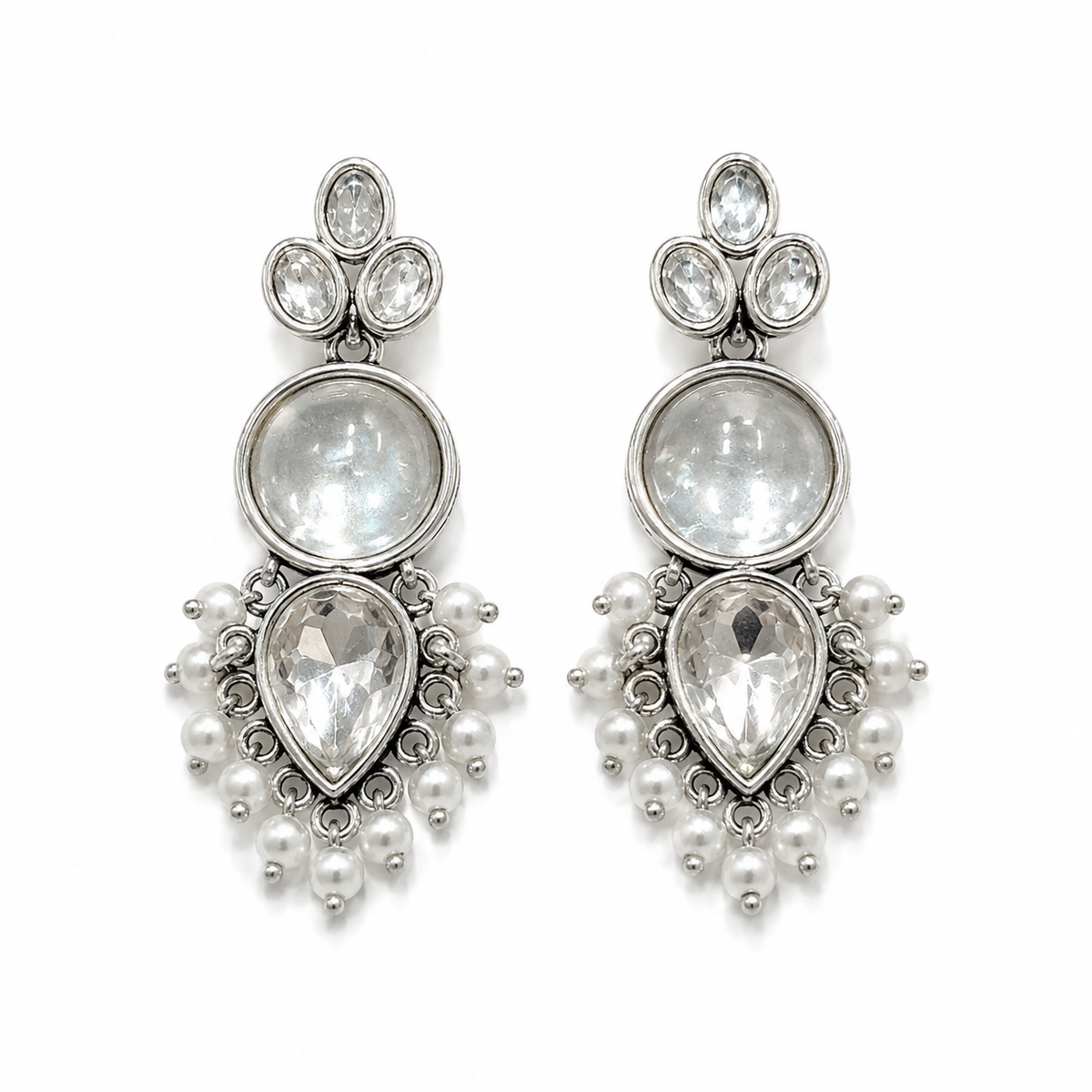 Celeste Crystal Pearl Drop Earrings