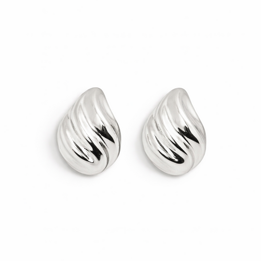 Molten Wave Statement Stud Earrings (Gold & Silver)