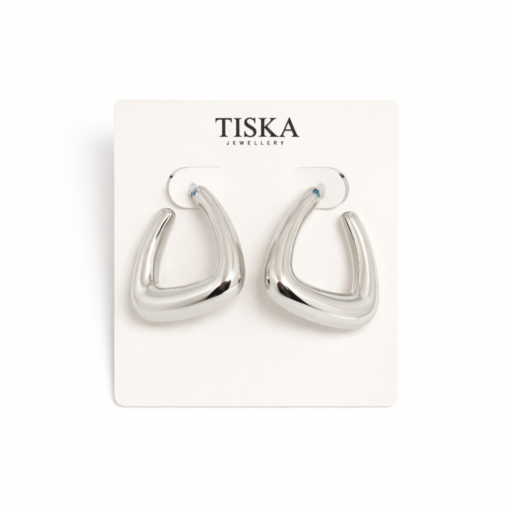 Silver Geo Loop Earrings
