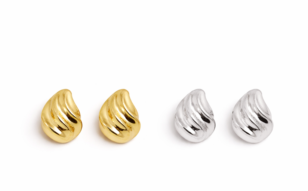 Molten Wave Statement Stud Earrings (Gold & Silver)