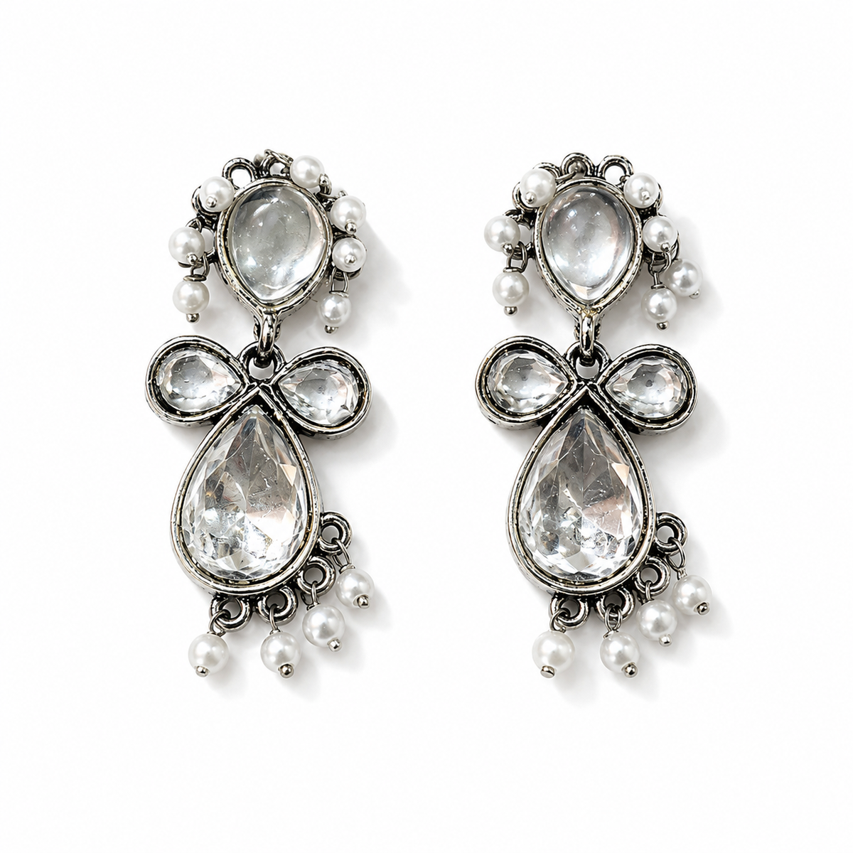Crystal Pearl Vintage Drop Earrings