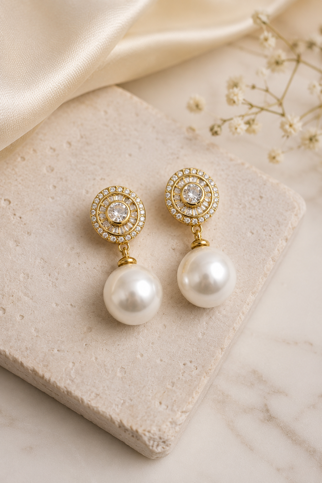 Royal Pearl Drop Statement Earrings