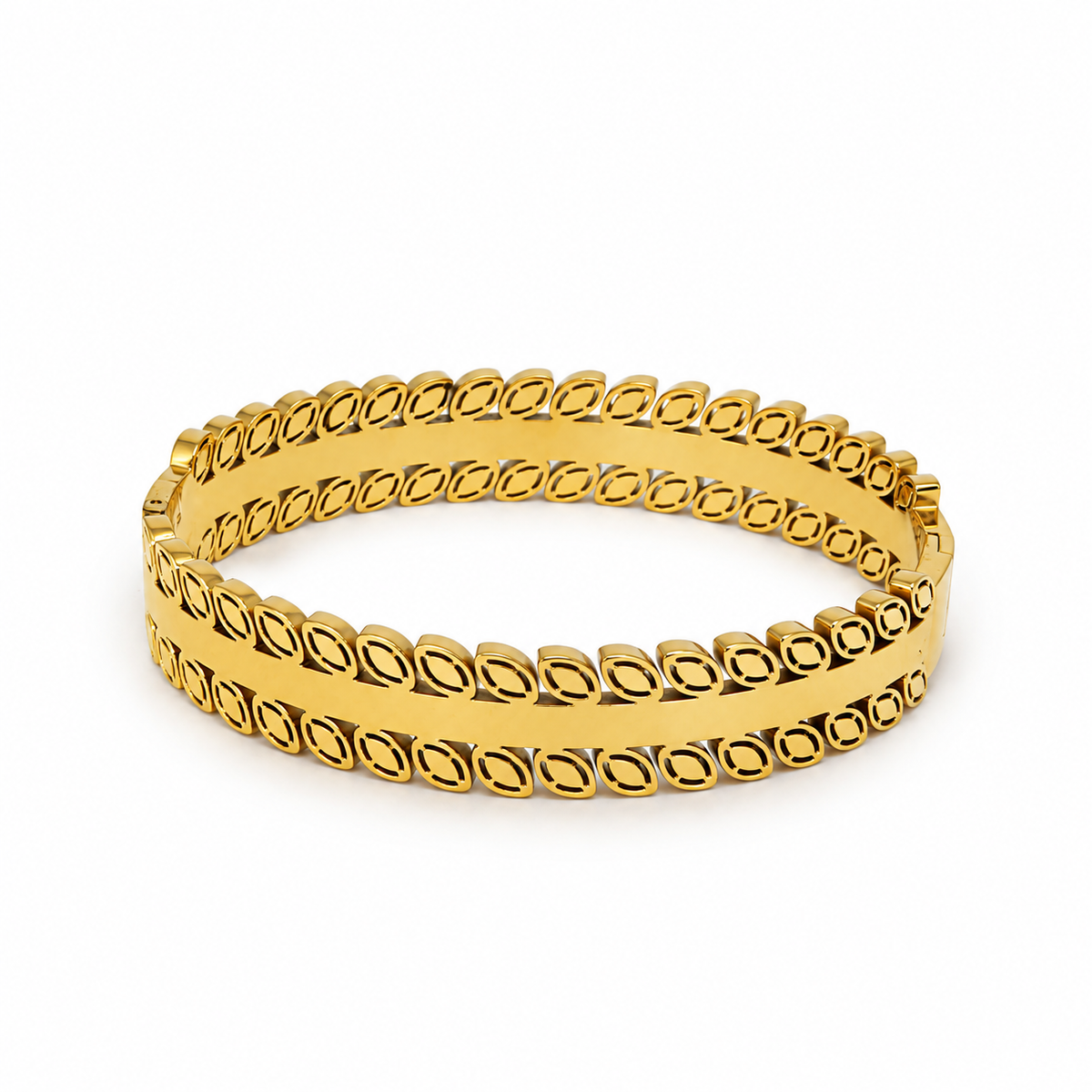 Golden Luxe Twin Band Cuff Bracelet (Anti Tarnish)