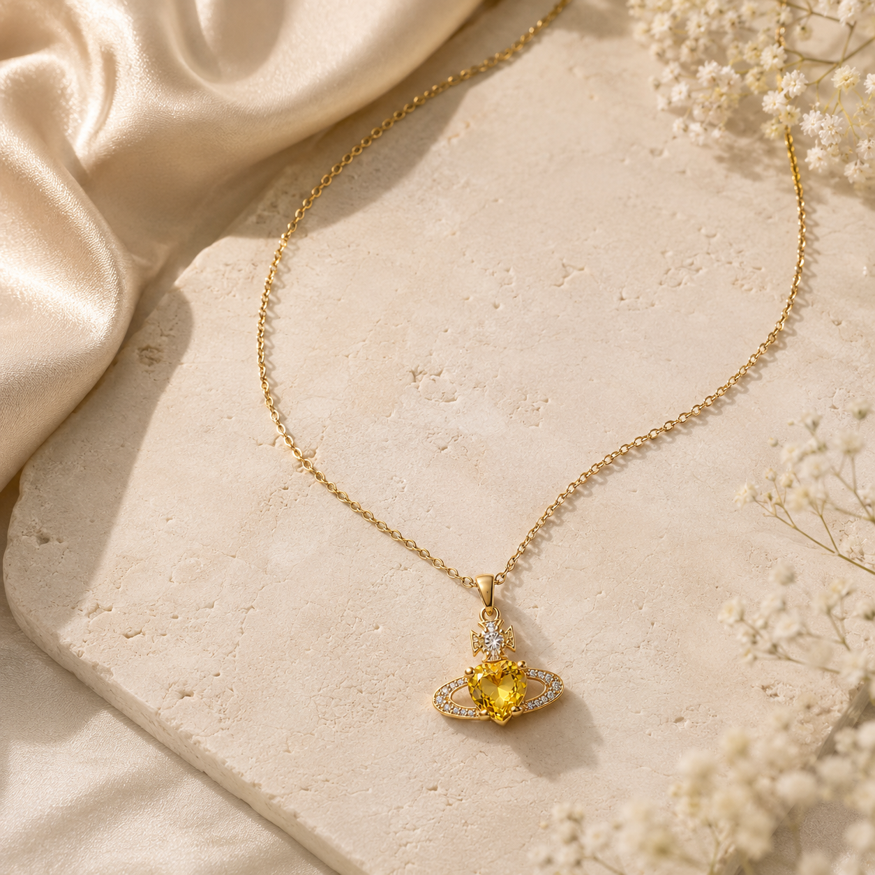 Aurora Saturn Crystal Necklace