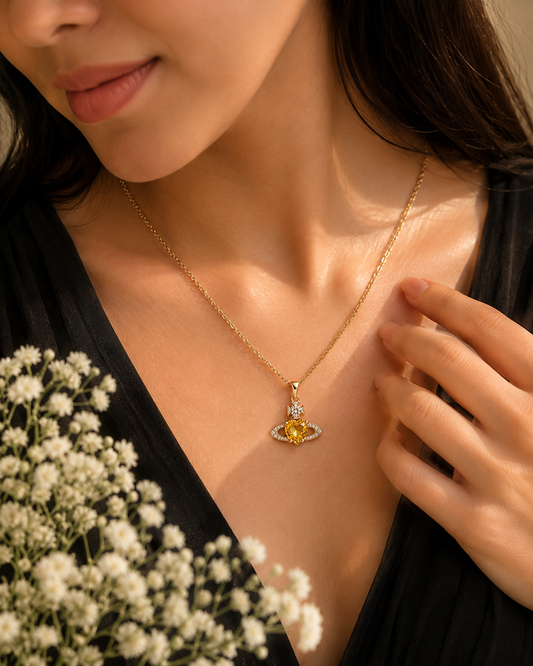 Aurora Saturn Crystal Necklace
