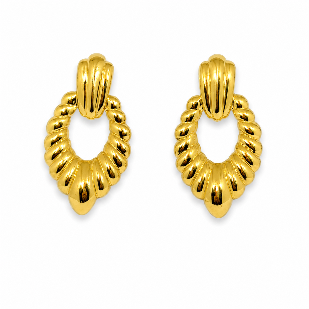 Valentina Sculpted Gold Drop Earrings (Stainless Steel) | Anti tarnish