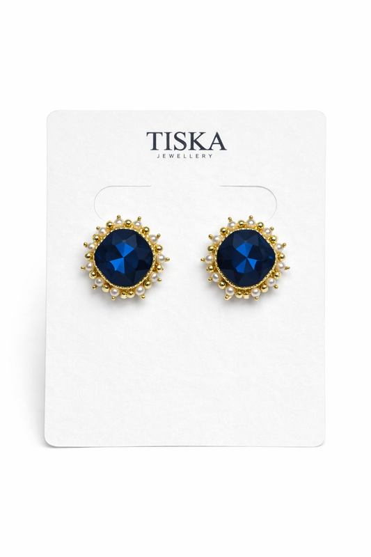 Midnight Pearl Halo Stud Earrings