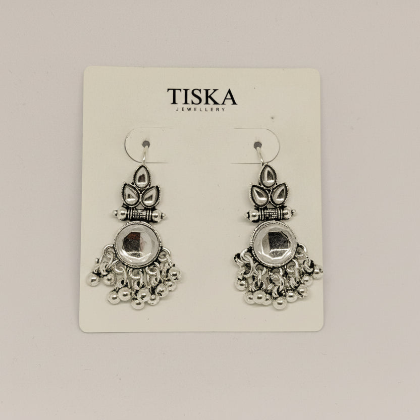 Aarzoo Mirror Charm Oxidised Earrings