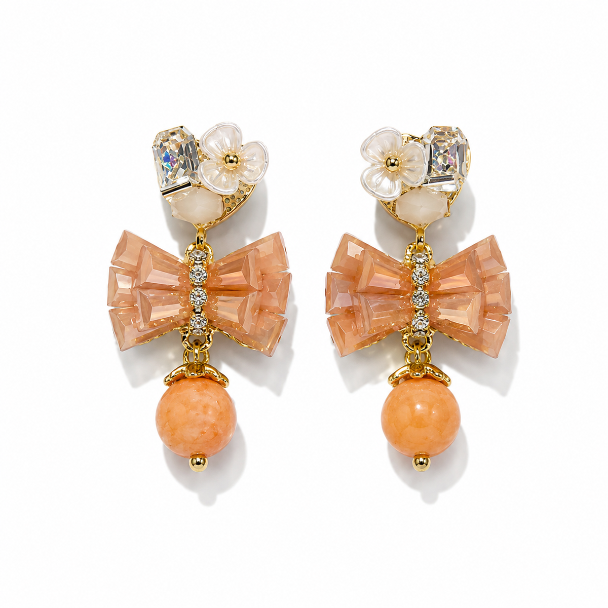 Crystal Bow Drop Earrings