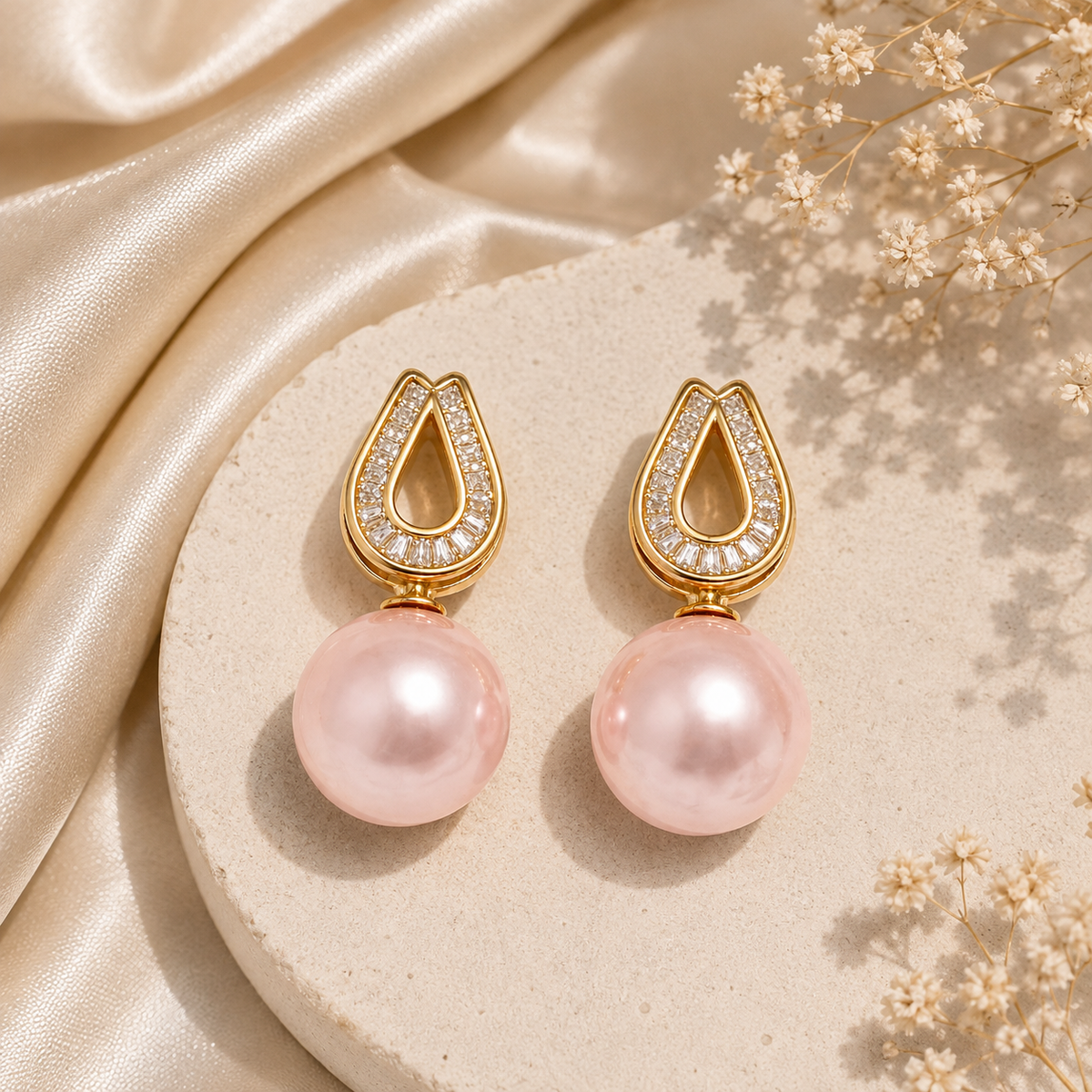 Blush Teardrop Pearl Luxe Earrings