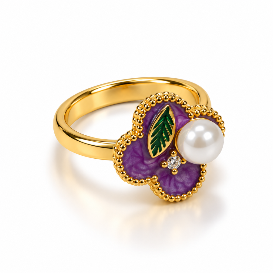 Rosalie Pearl Clover Ring