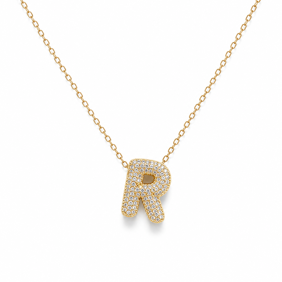R Initial Bold Crystal Luxe Necklace