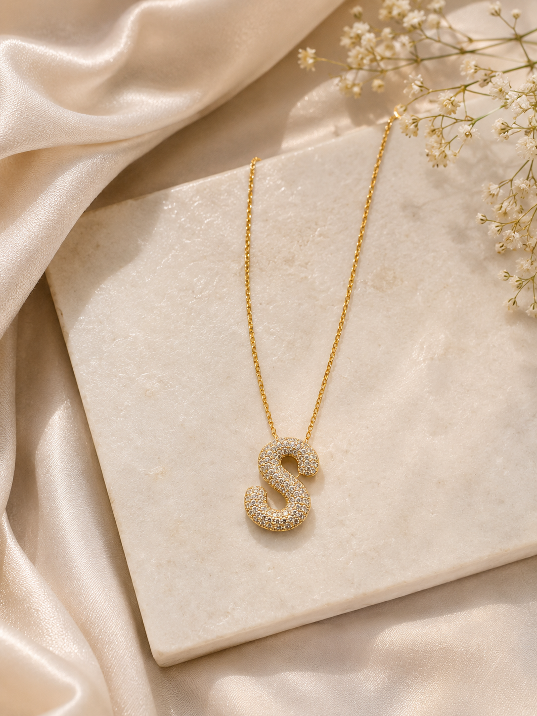 S Initial Bold Crystal Luxe Necklace