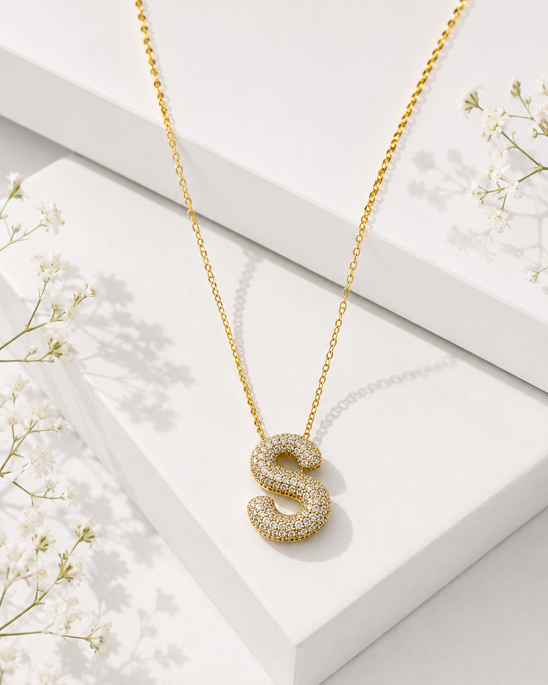 S Initial Bold Crystal Luxe Necklace