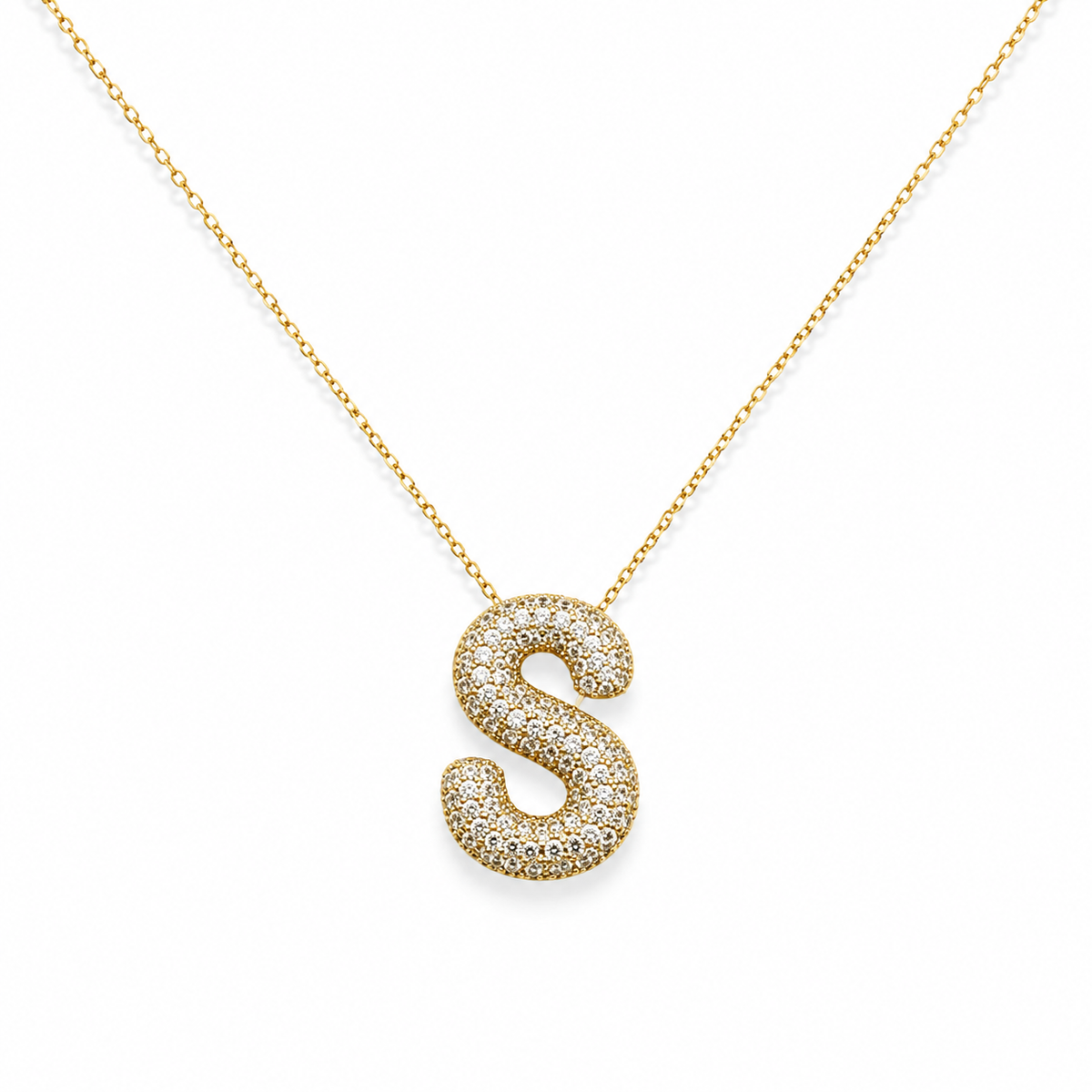 S Initial Bold Crystal Luxe Necklace