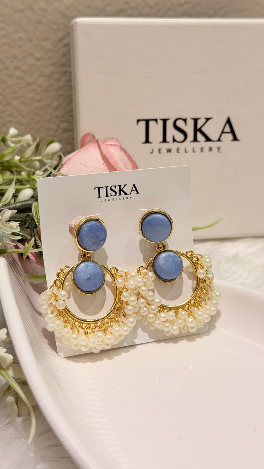 Pearl Charm Hoop Statement Earrings