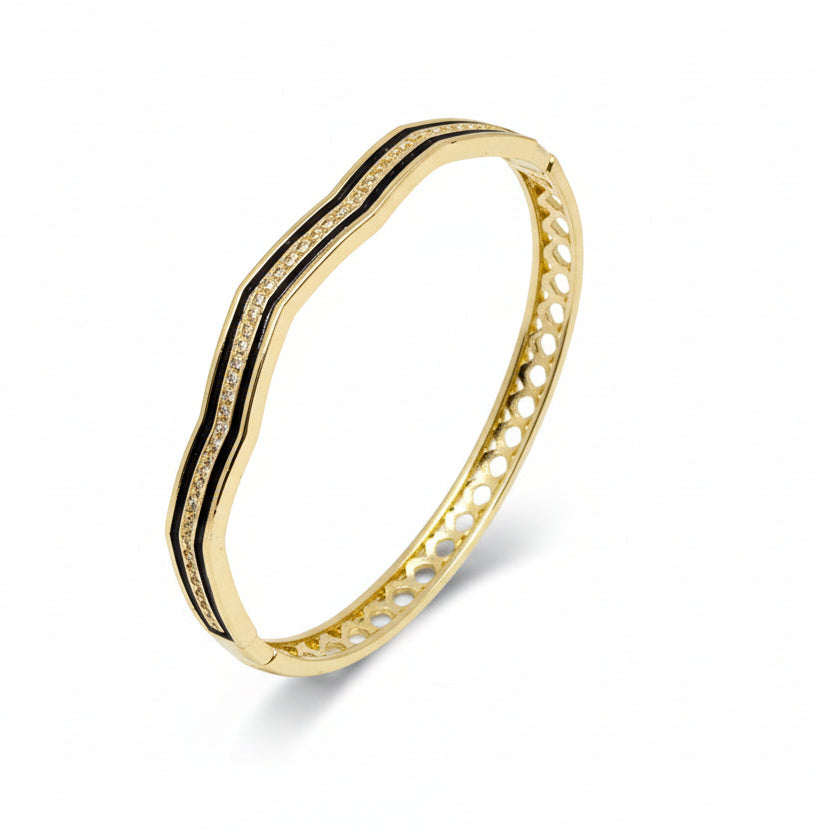 Midnight Luxe Crystal Cuff Bracelet (Anti Tarnish)