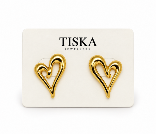 Amore Gold Heart Stud Earrings (Stainless Steel) | Anti Tarnish